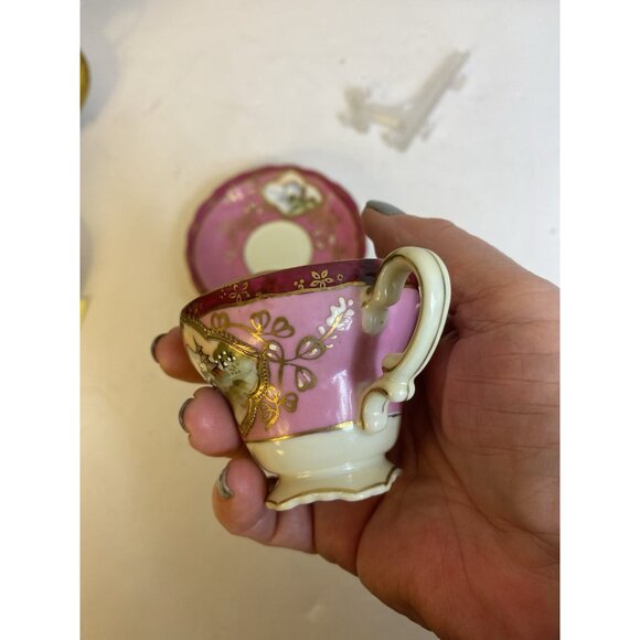 Vtg Craftsman China Hand Painted Cup and Saucer Set Japan 401 Fuji Pagoda Raised - Picture 6 of 12